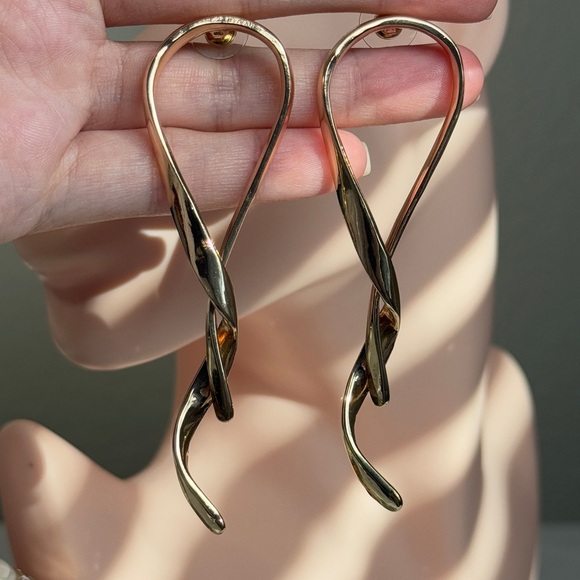 Gold Twisted Loop Earrings - Picture 6 of 6